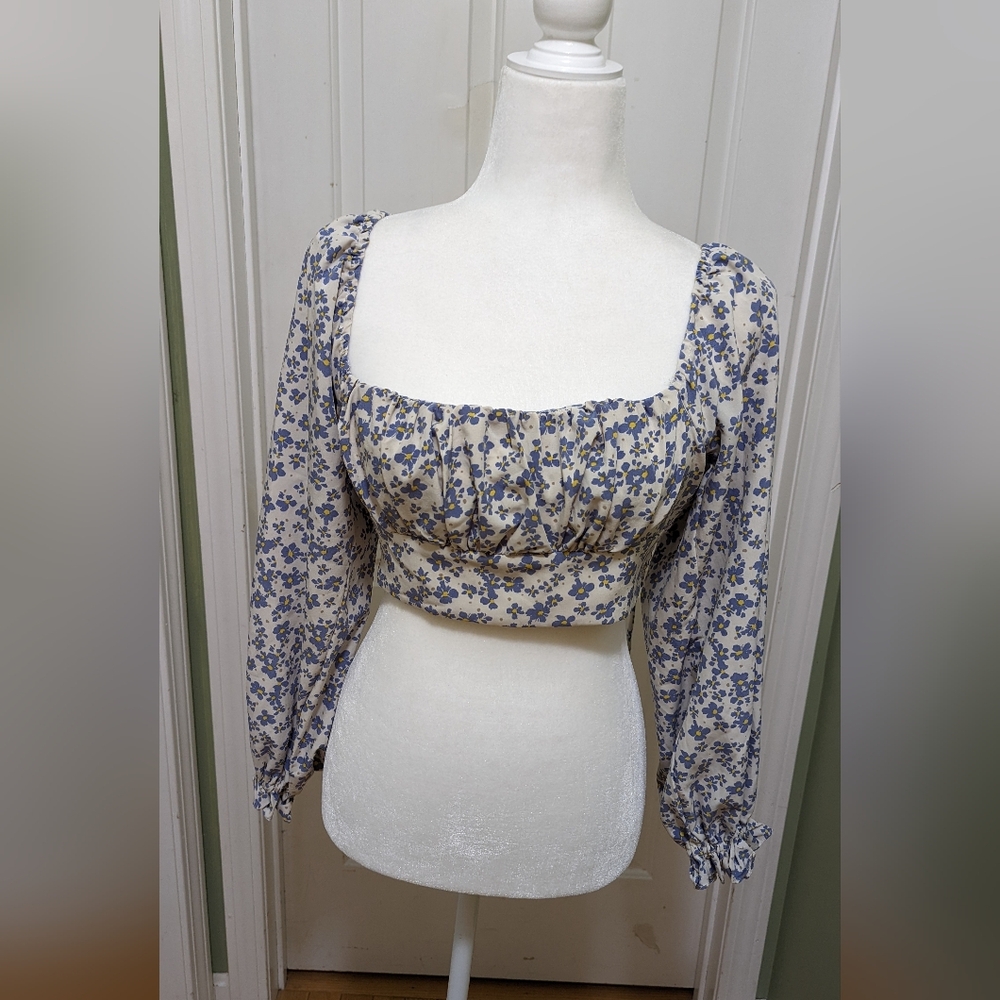 Shop Neighbor by In the Begining Floral Long Sleeve Crop Top